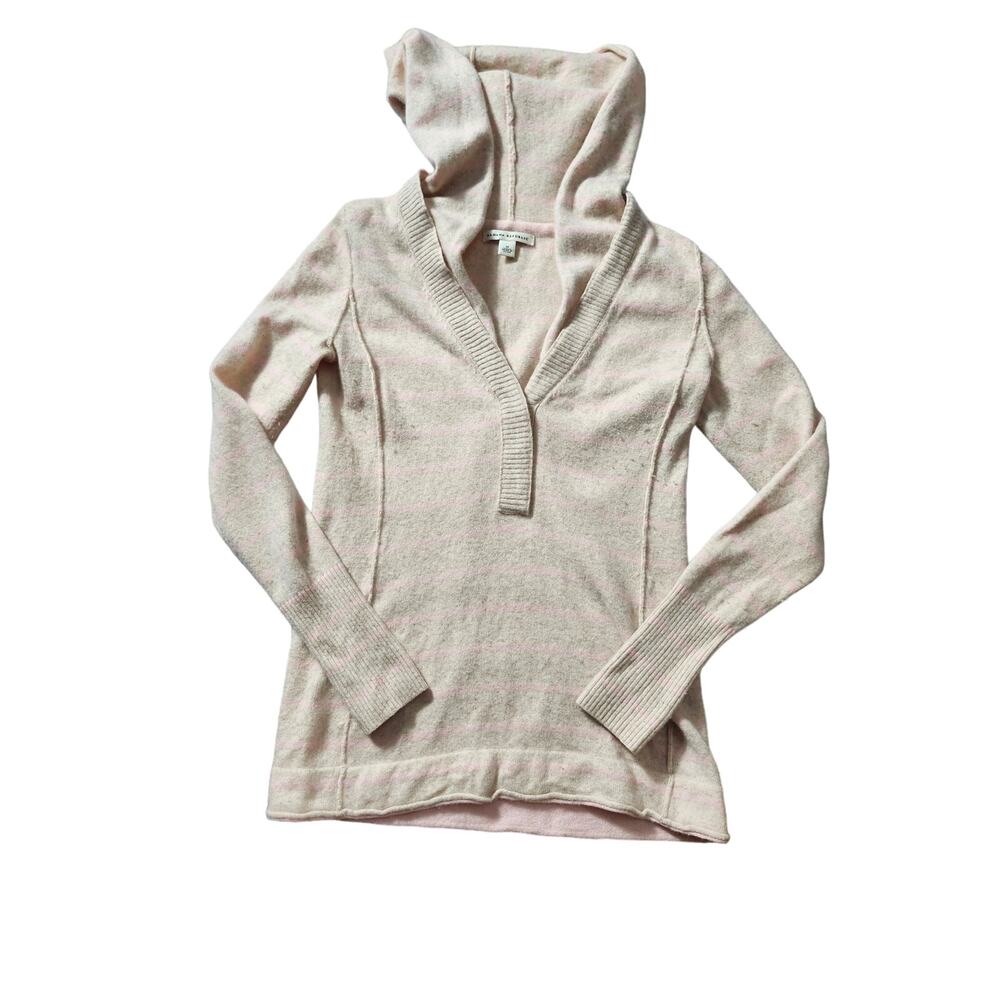 Banana Republic Women's Lambswool and Cashmere Blend VNeck Stripe Hooded Sweater